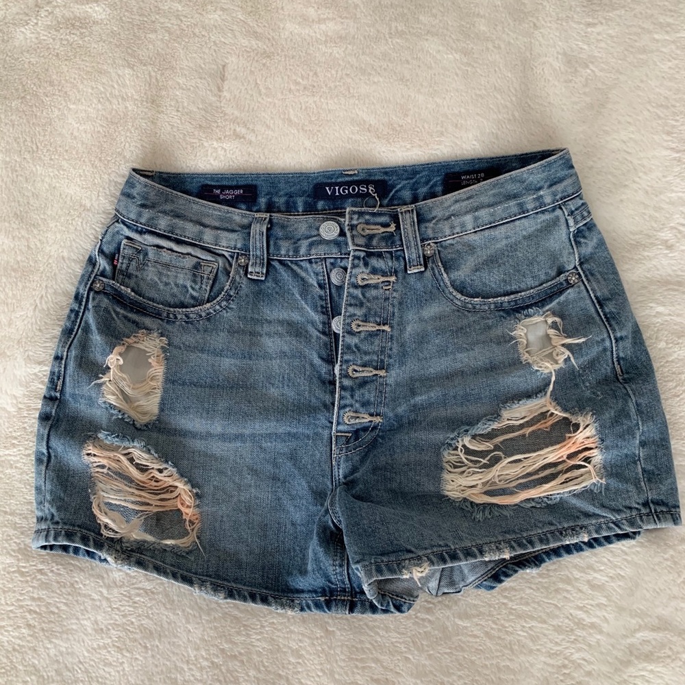 High waisted ripped denim shorts